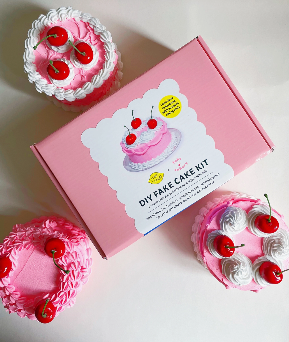 Pink Cherry Faux Cake Kit by Jenny Lemons