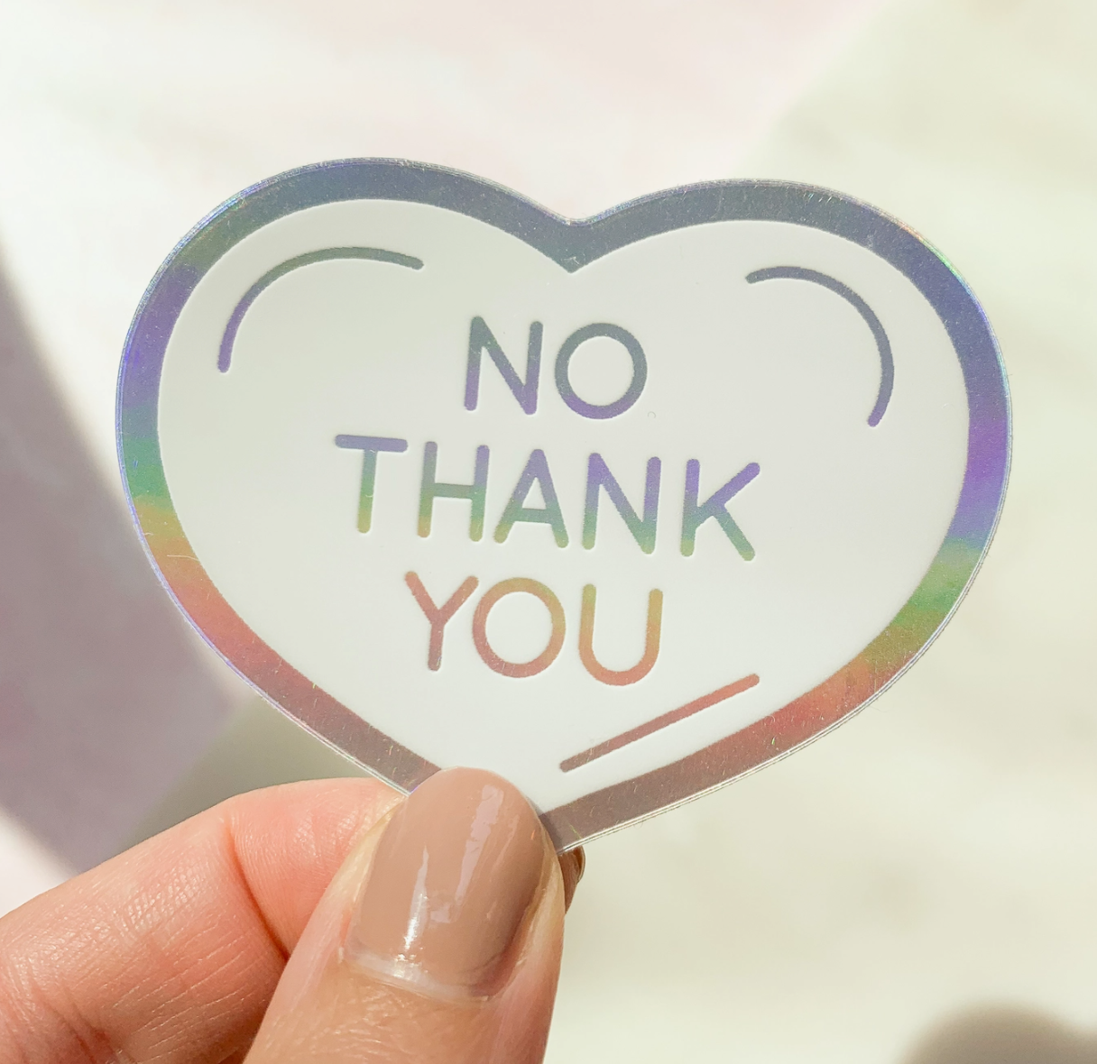 No Thank You Heart Sticker by One & Only Paper