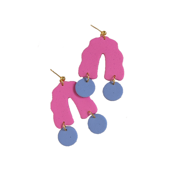 Pink Wavy Arch Earrings by Lemon Lee Studio