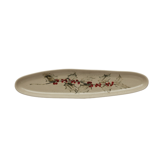 Oval Crackle Glaze Tray by Creative Co-op