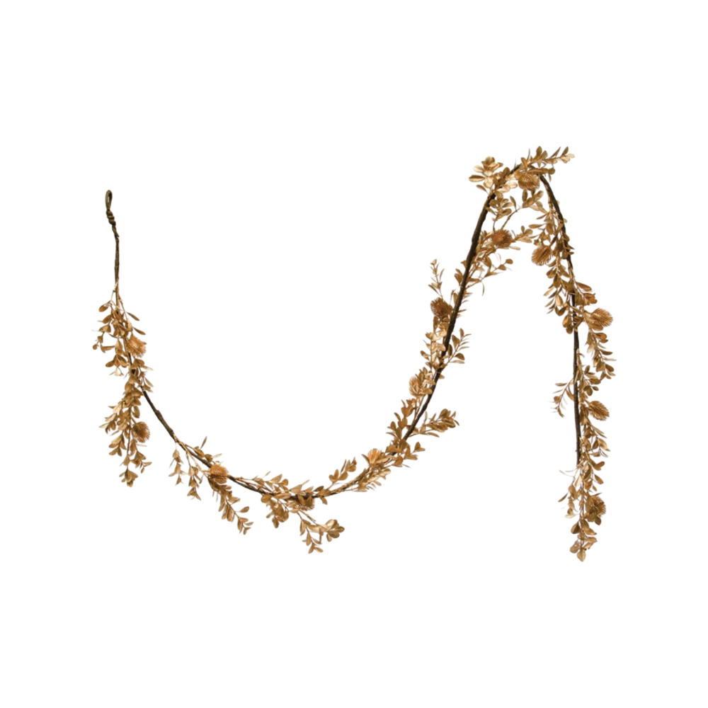 Load image into Gallery viewer, Gold Boxwood Leaf Garland by Creative Co-op
