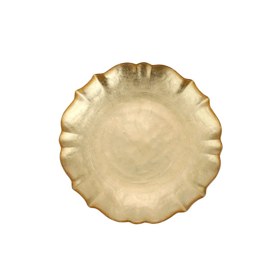 Baroque Glass Gold Cocktail Plate by VIETRI