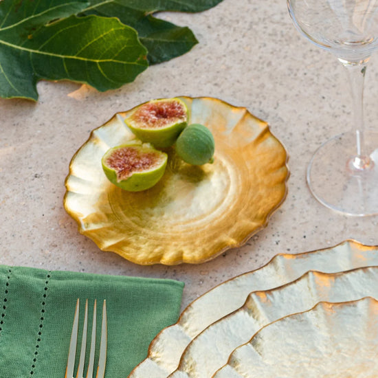 Baroque Glass Gold Cocktail Plate by VIETRI