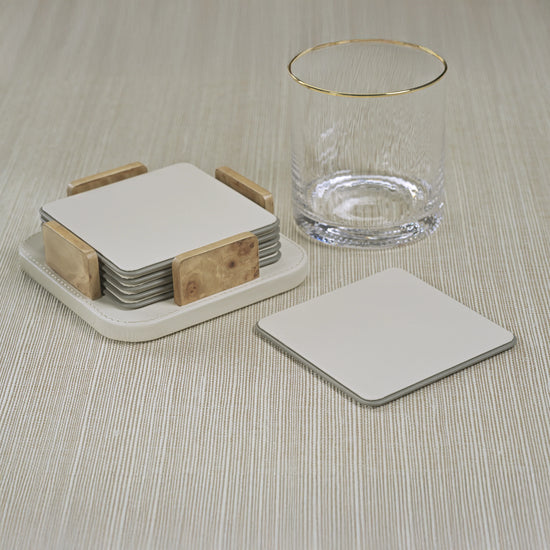 Sotto Leather Coaster Set - Ivory