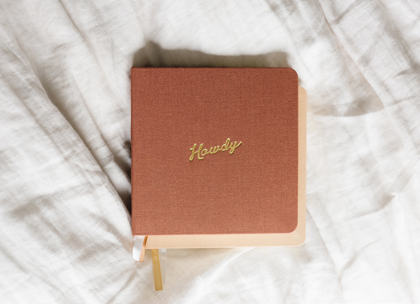 Howdy Square Linen Notebook in Brown
