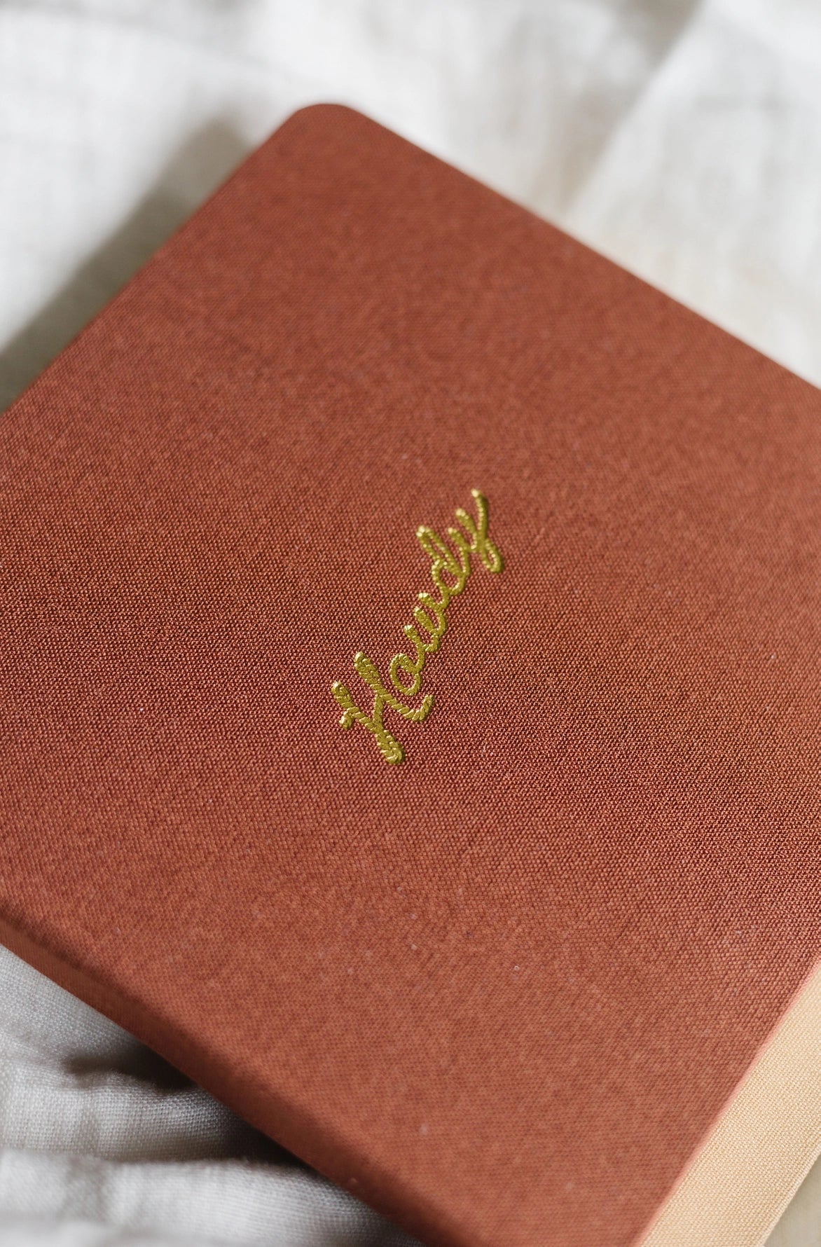 Howdy Square Linen Notebook in Brown