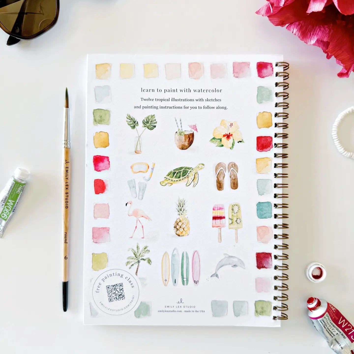 Tropical Watercolor Workbook by Emily Lex Studio