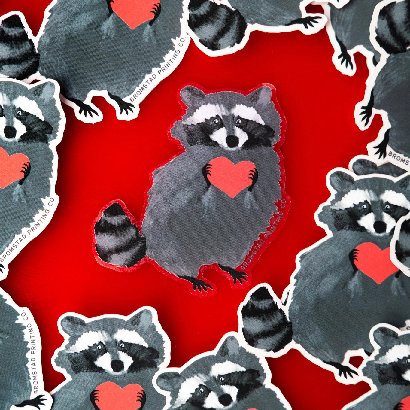 Raccoon Love Clear Vinyl Sticker