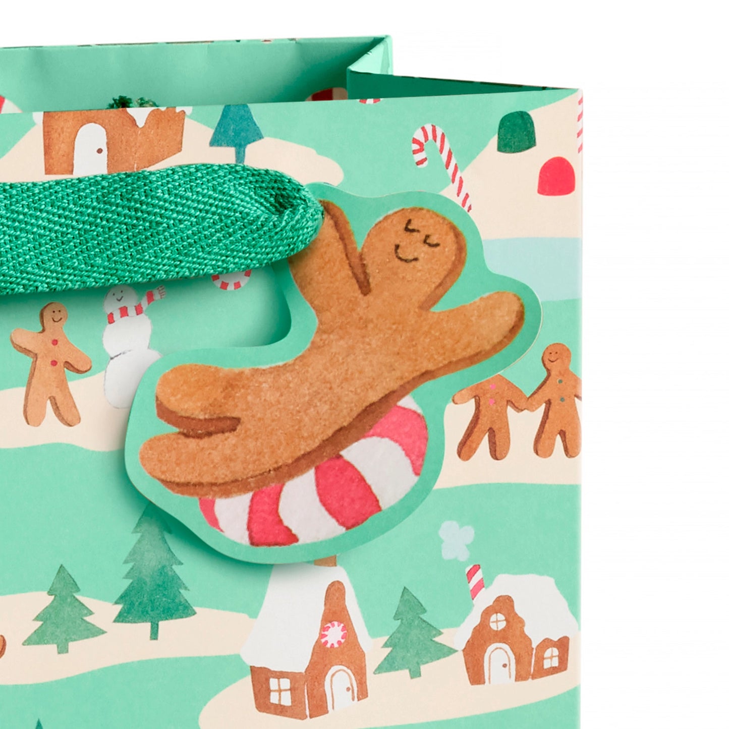 Medium Mint Gingerbread Village Gift Bag