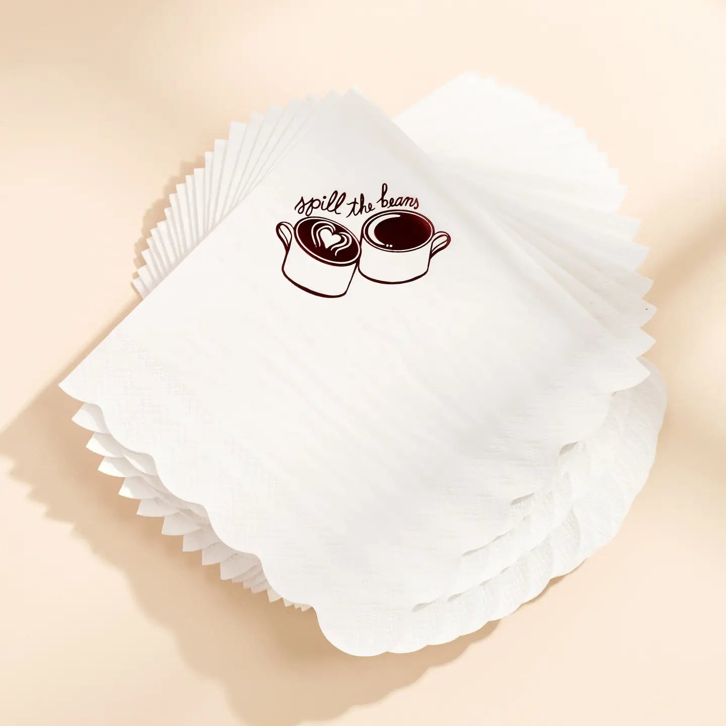 Spill The Beans Scalloped Edge Cocktail Napkins