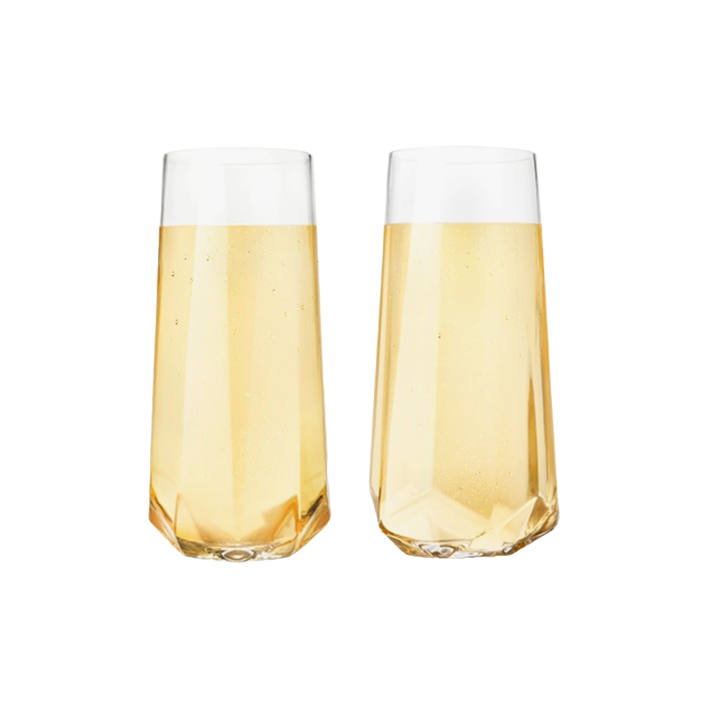 Faceted Crystal Champagne Glass Set