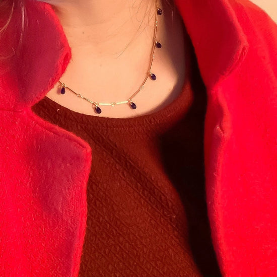 Cobalt Glass Teardrop Fringe Necklace by Michelle Starbuck Design