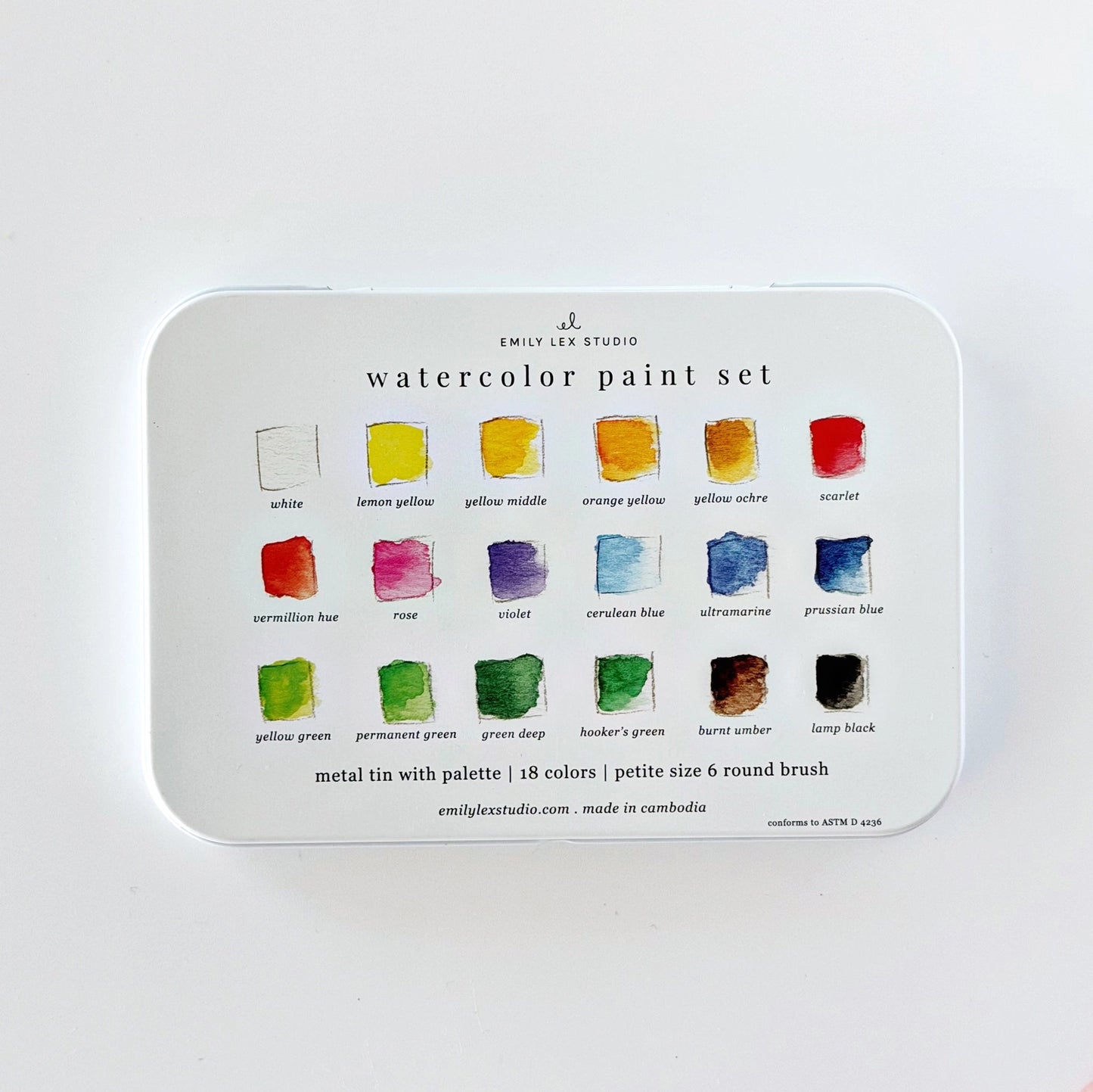 Watercolor Paint Tin with Brush