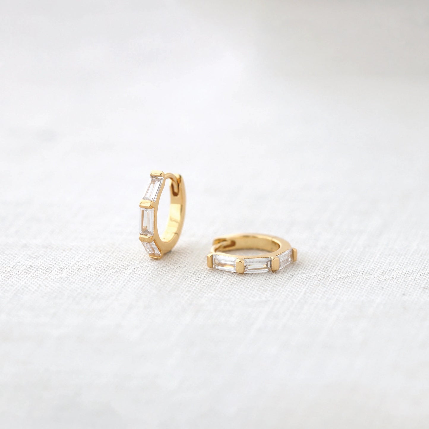 Baguette Huggie Hoop Earrings