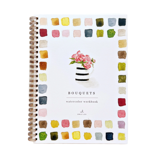 Bouquets Watercolor Workbook by Emily Lex Studio
