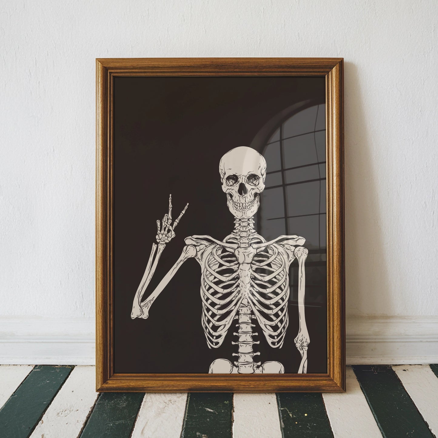 Skeleton Peace Sign Wall Art Print