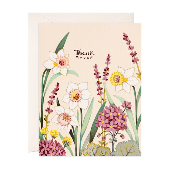 Cream Floral Thank You Card by JooJoo Paper
