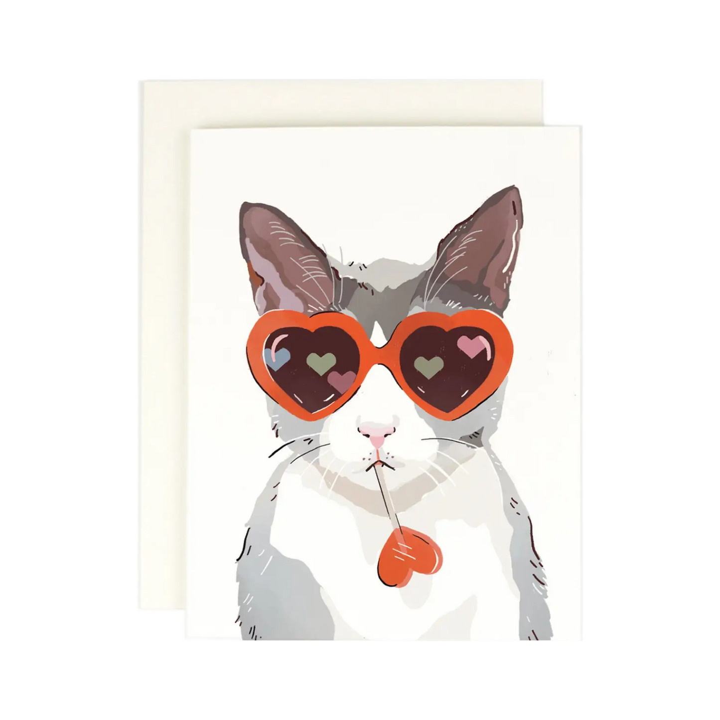 Heart Eyes Cat Card by Amy Heitman