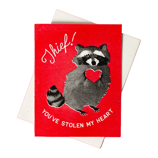 Raccoon Thief Love Card by Bromstad Printing Co.