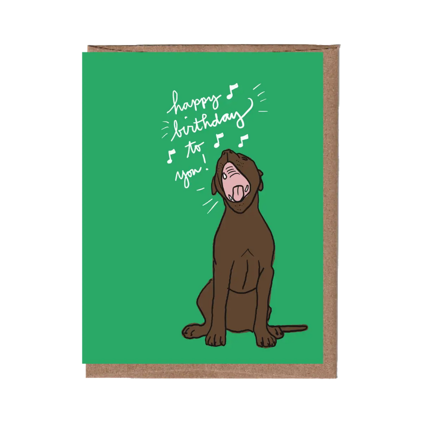 Dog Singing Happy Birthday Card by La Familia Green