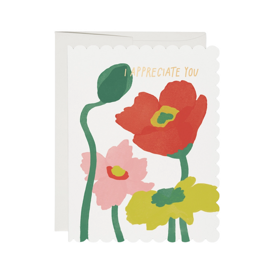 Appreciate You Poppy Card by Red Cap Cards