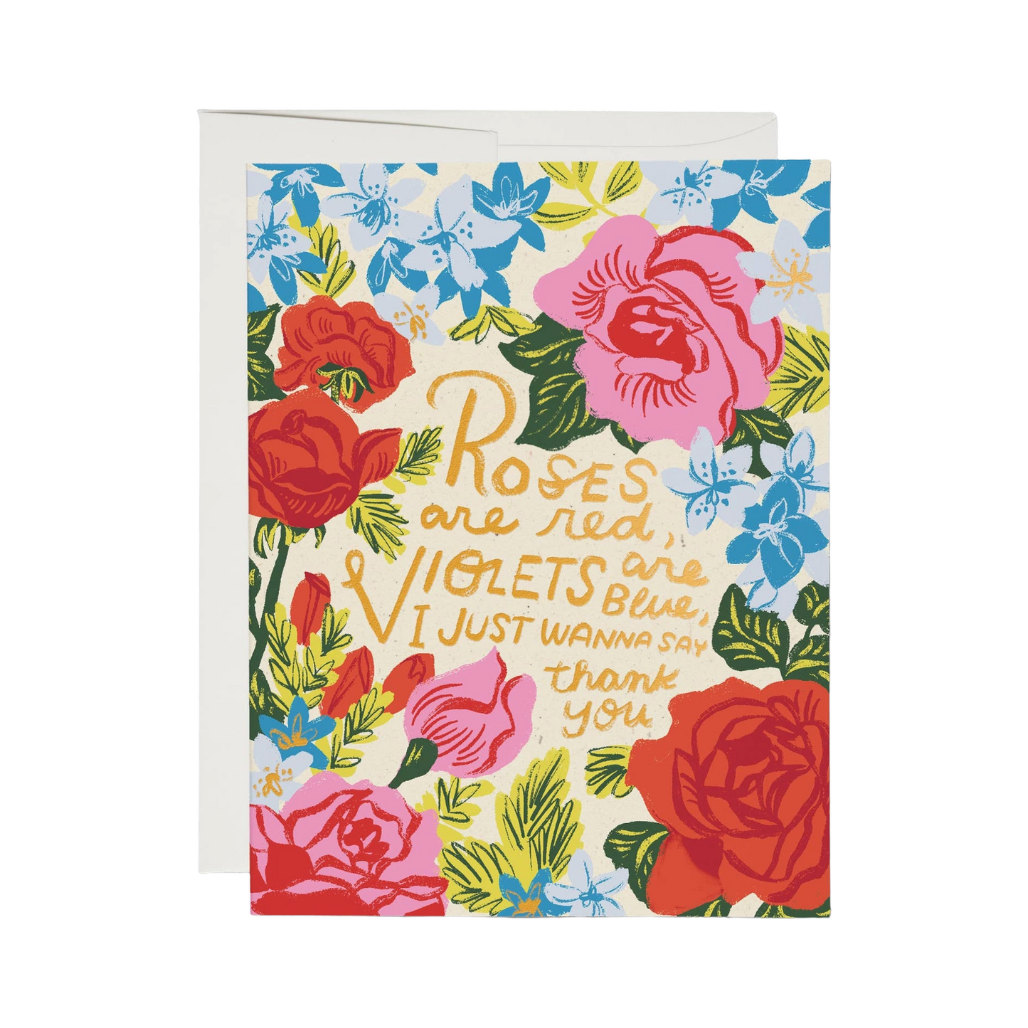 Roses and Violets Thank You Card