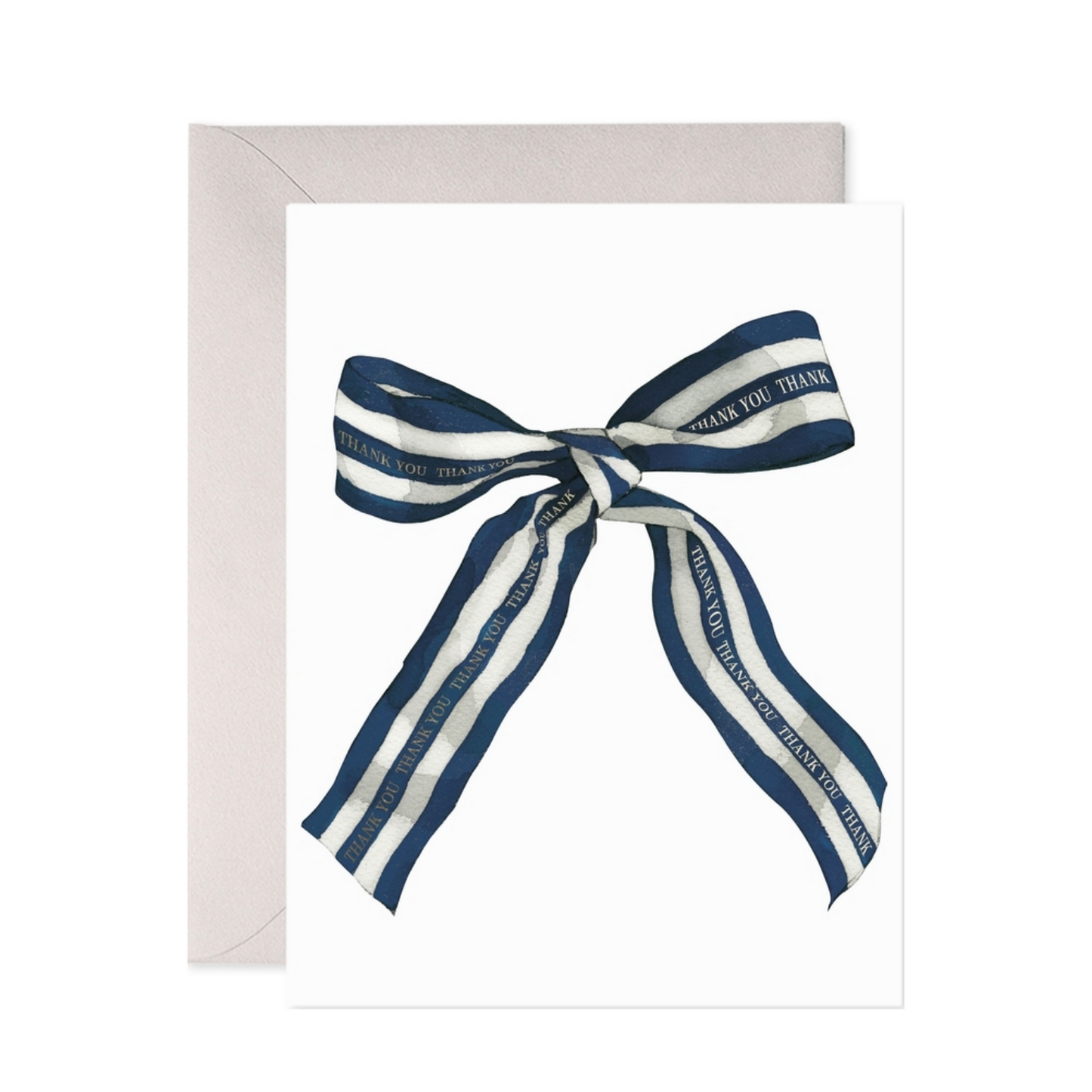 Big Navy Striped Bow Thank You Card