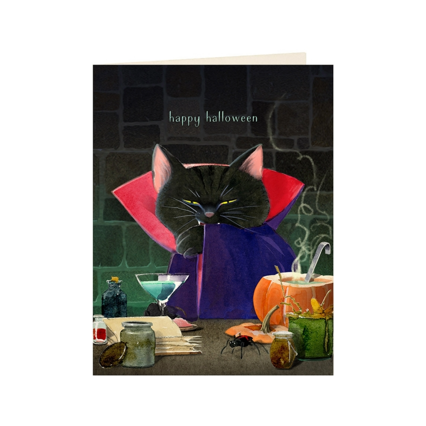 Cat Dracula Halloween Card