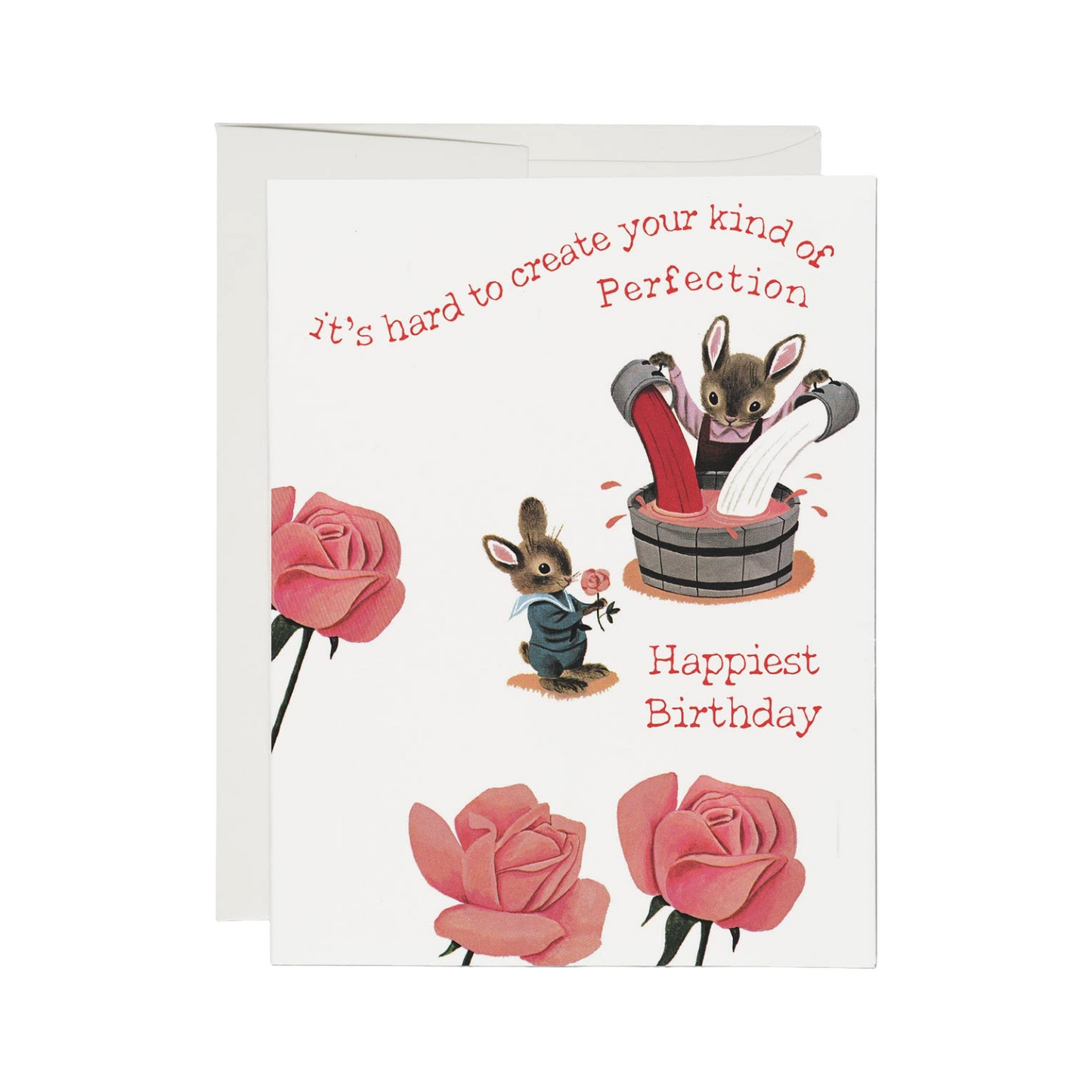 Bunny Rose Birthday Card