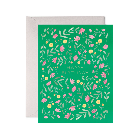 Green Floral Birthday Card by E. Frances Paper