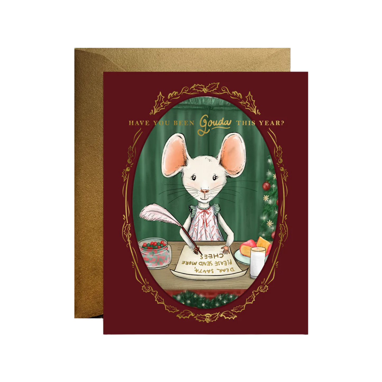 Gouda Christmas Mouse Card by Good JuJu Ink