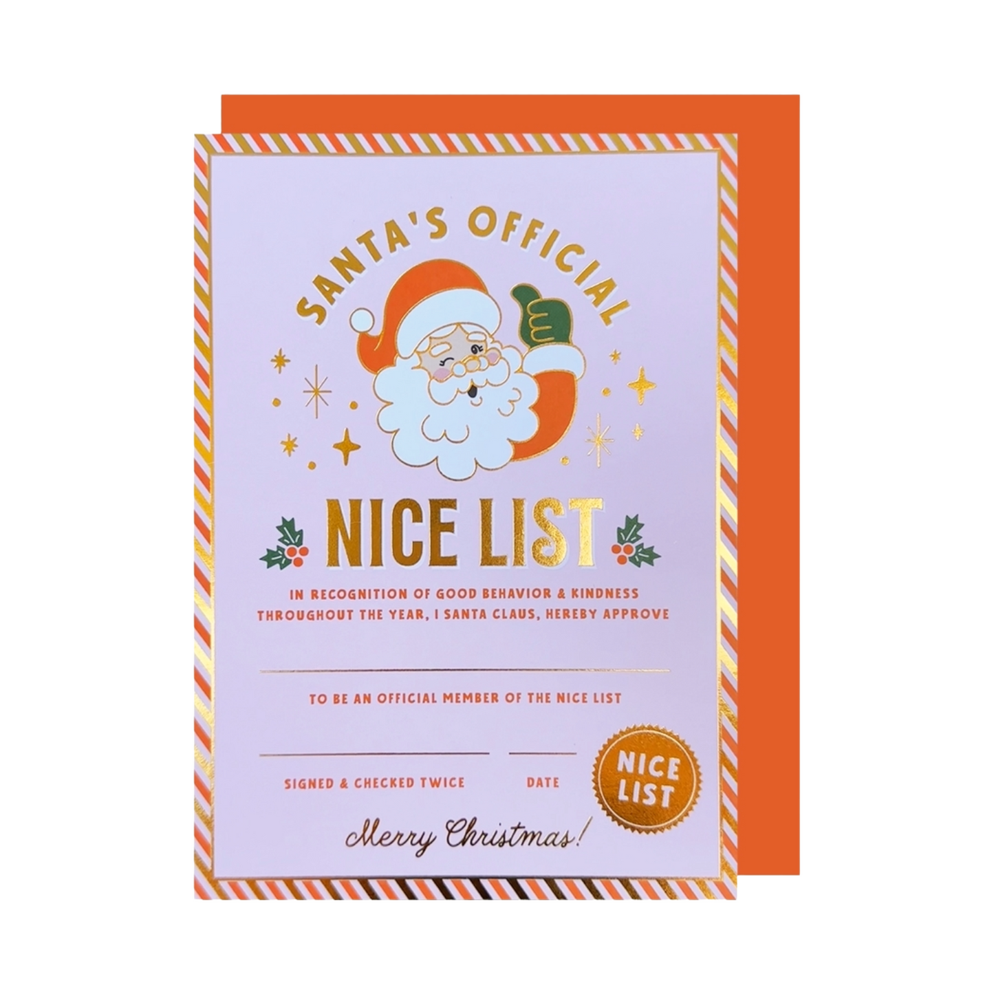 Santa's Nice List Holiday Certificate