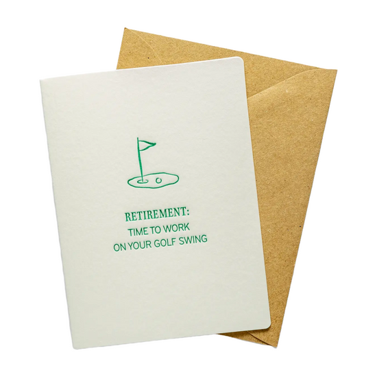 Golf Swing Retirement Card by Color Box Design & Letterpress