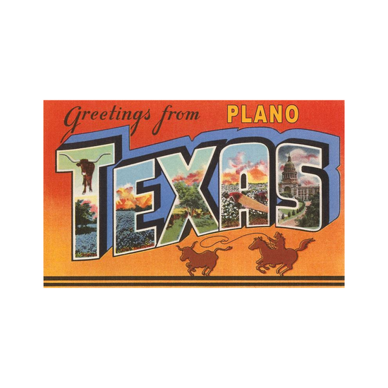 Greetings From Plano Postcard by Found Image Press