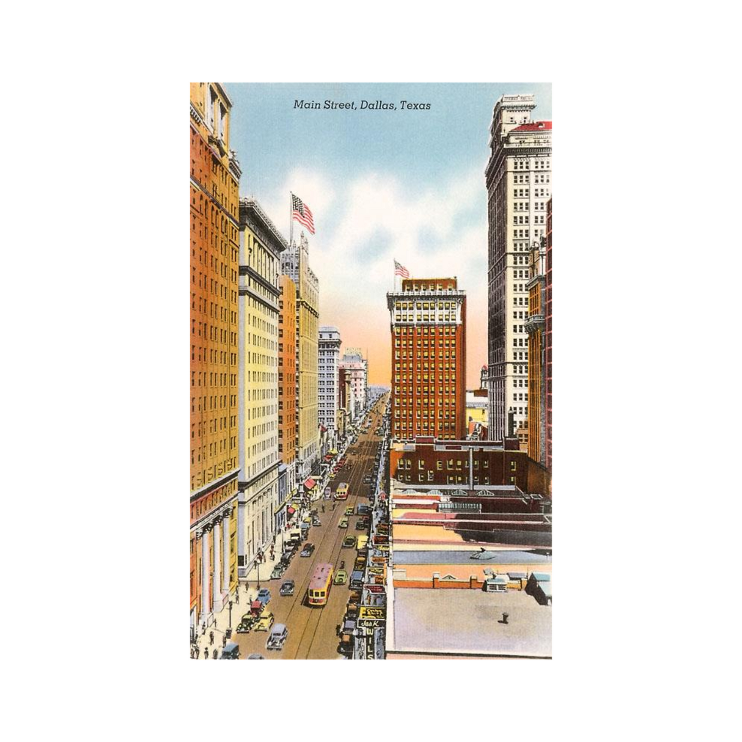 Main Street, Dallas, Texas Postcard by Found Image Press