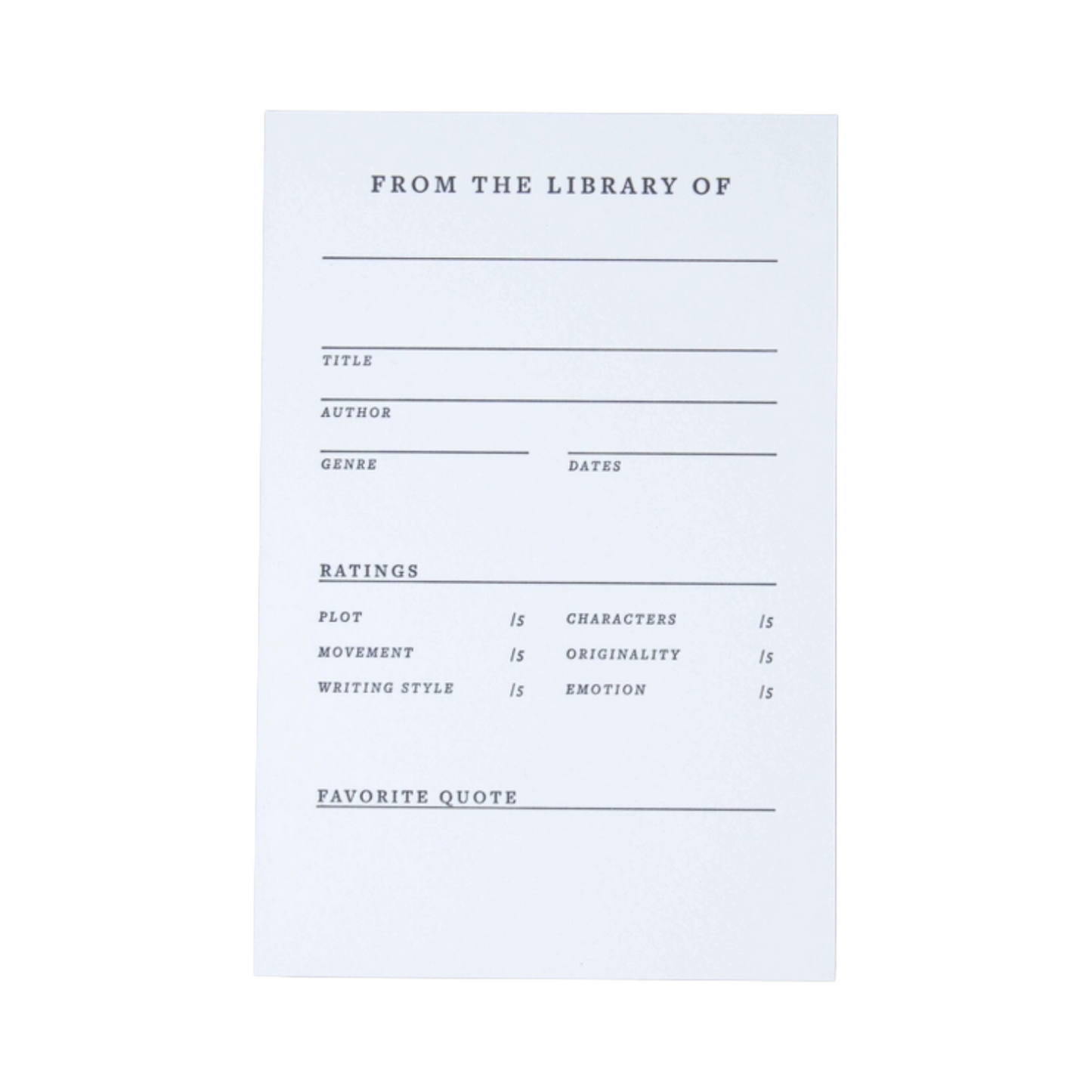 Home Library Cards
