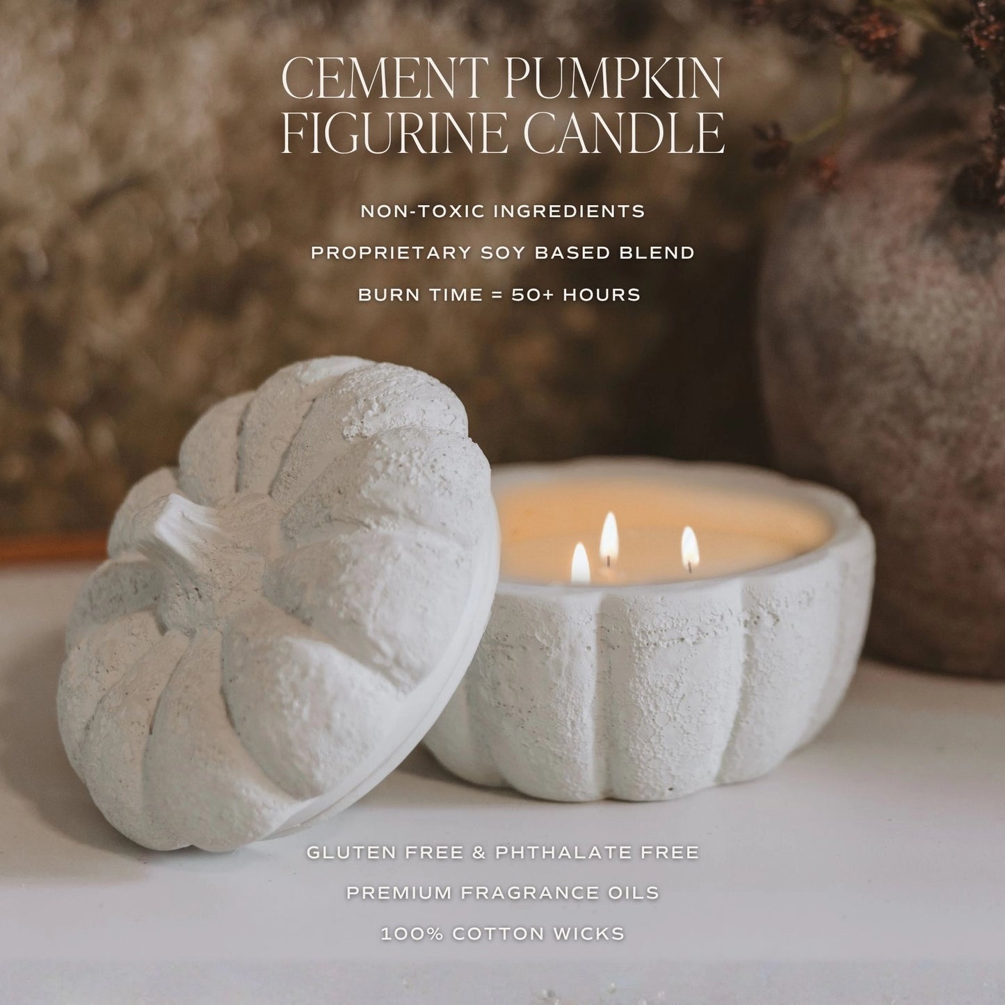 Cashmere & Vanilla Pumpkin Jar Candle (Concrete Vessel)