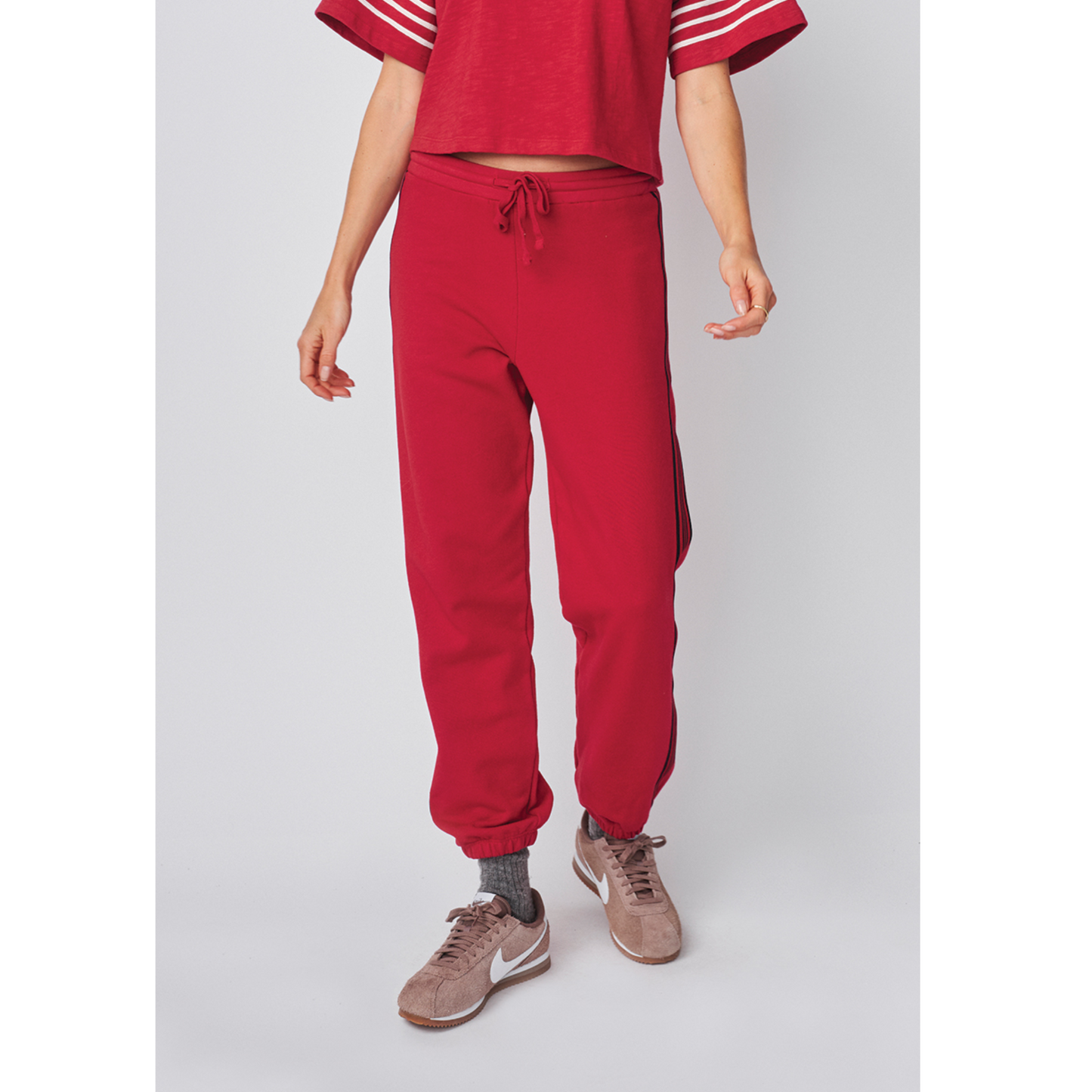 Side Stripe Sweatpant, Vintage Red