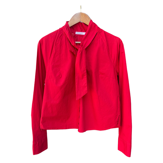 Pixie Poplin Neck Tie Shirt, Lipstick by Stateside