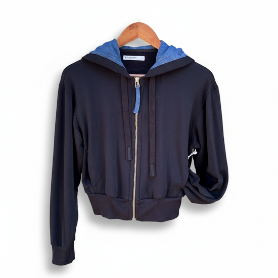 Softest Fleece Trimmed Zip Hoodie, Black