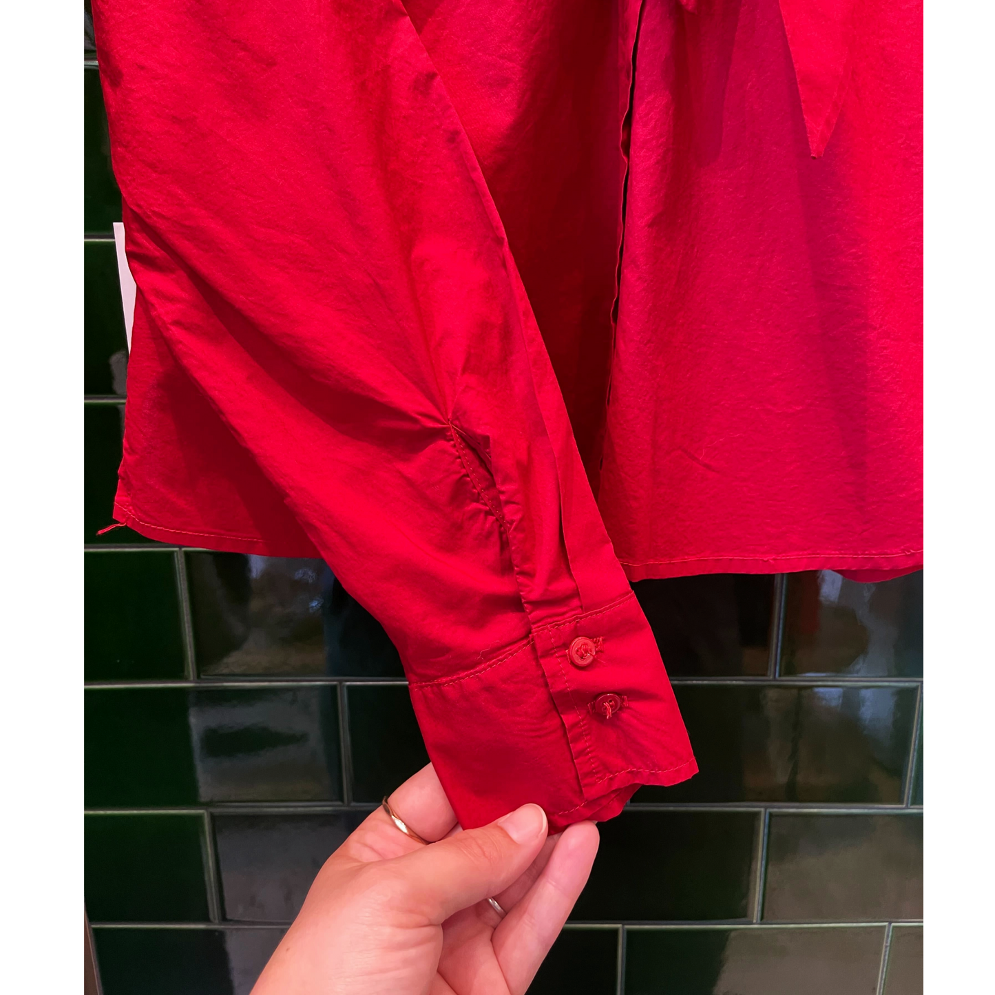 Pixie Poplin Neck Tie Shirt, Lipstick