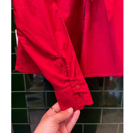 Pixie Poplin Neck Tie Shirt, Lipstick