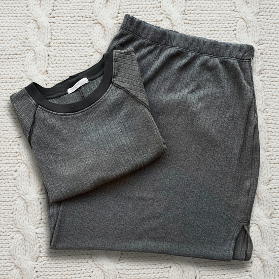 Lofty Poorboy Side Slit Midi Skirt, Black