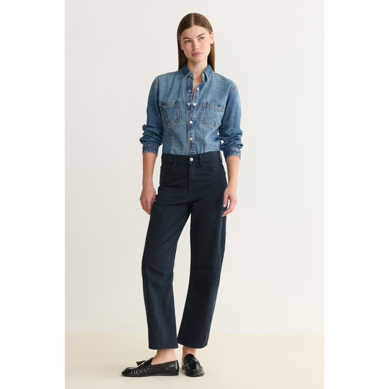 BNA Twill Soft Curve Barrel Pants, Carbon Blue by Warp + Weft