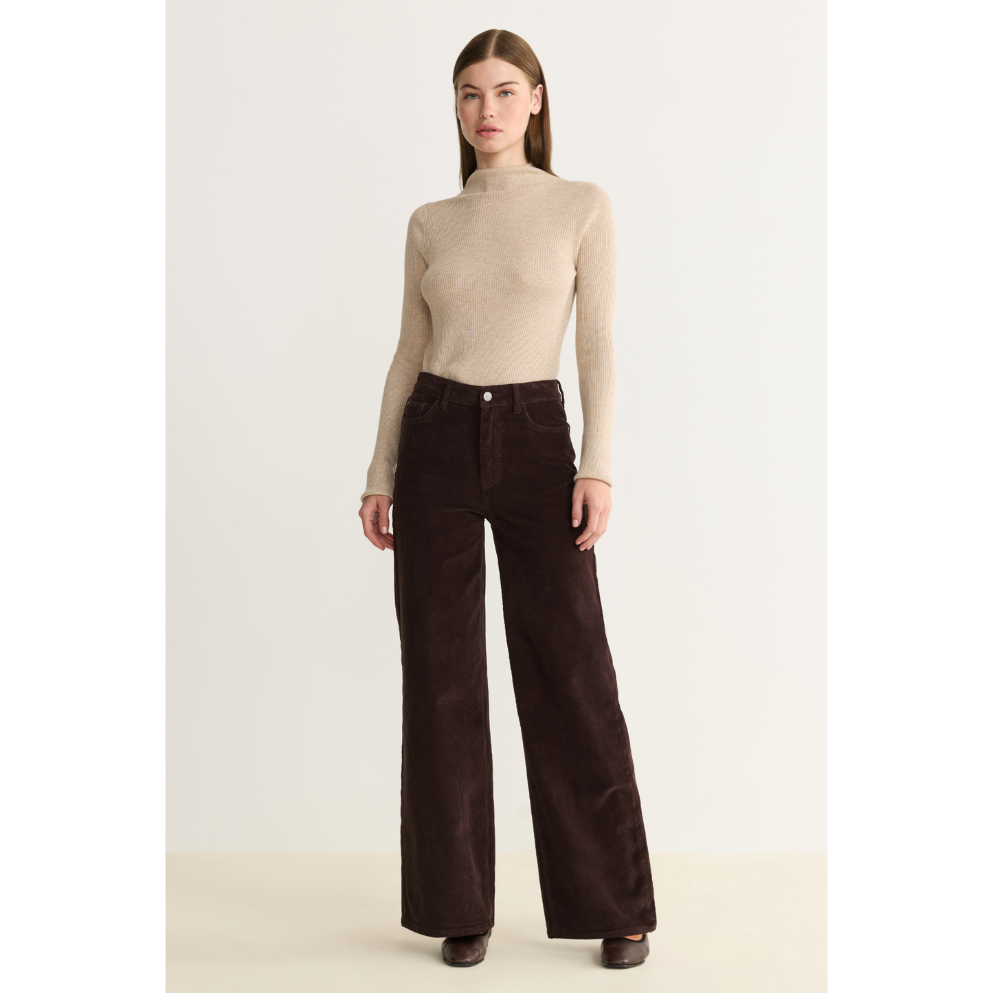 NCE Cord Wide Leg Pant, Americano by Warp + Weft
