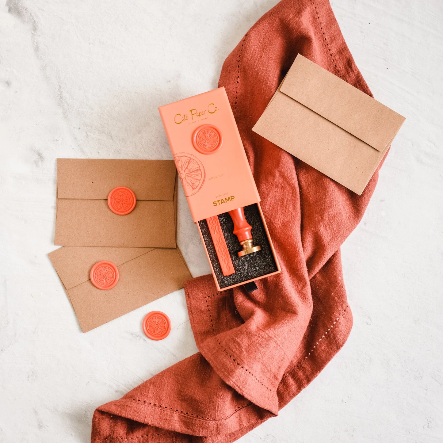 Wax Seal Stamp and Wax Stick Set in Citrus Fruit