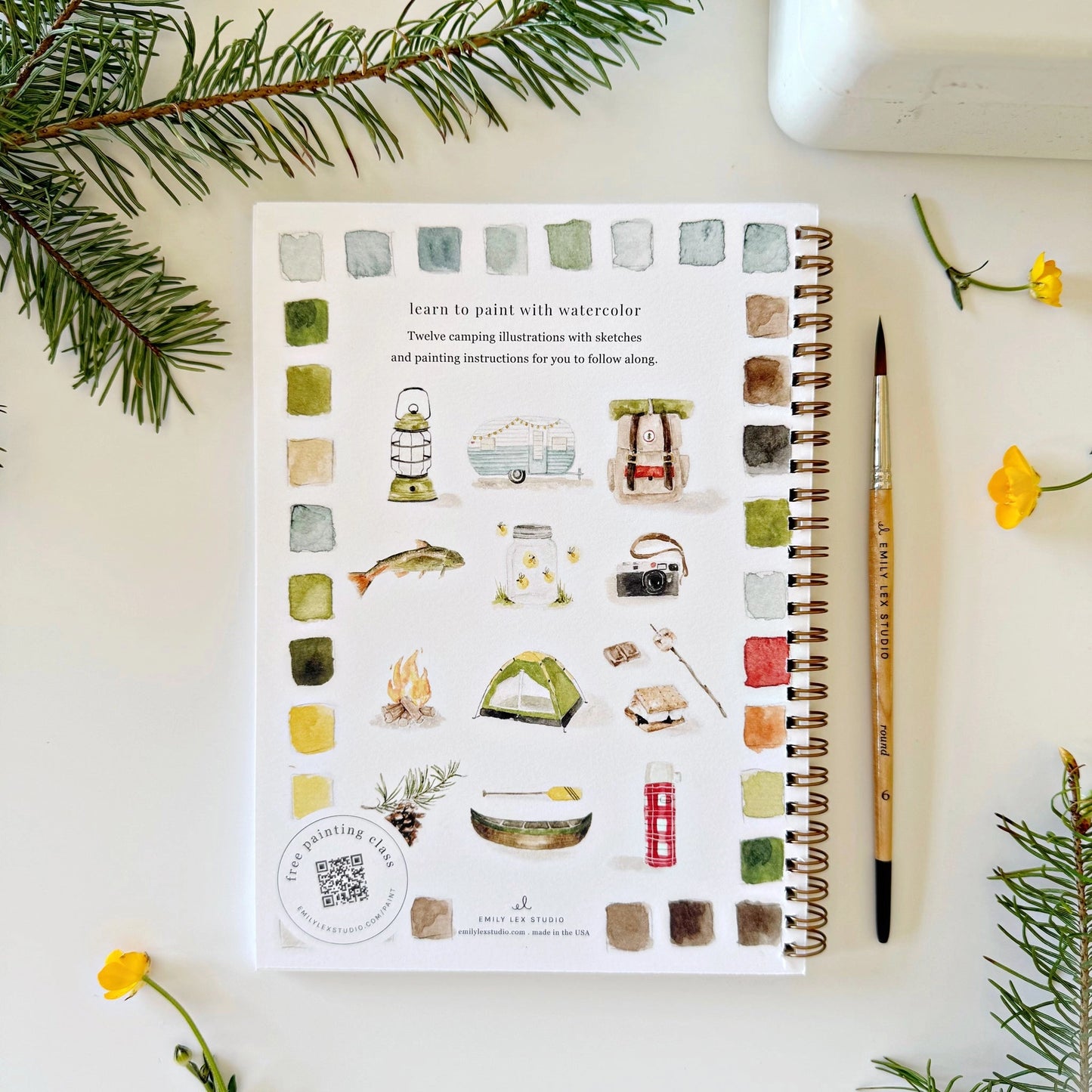 Camping Watercolor Workbook by Emily Lex Studio
