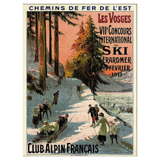 French Ski Art Print, Framed by Antique Curiosities