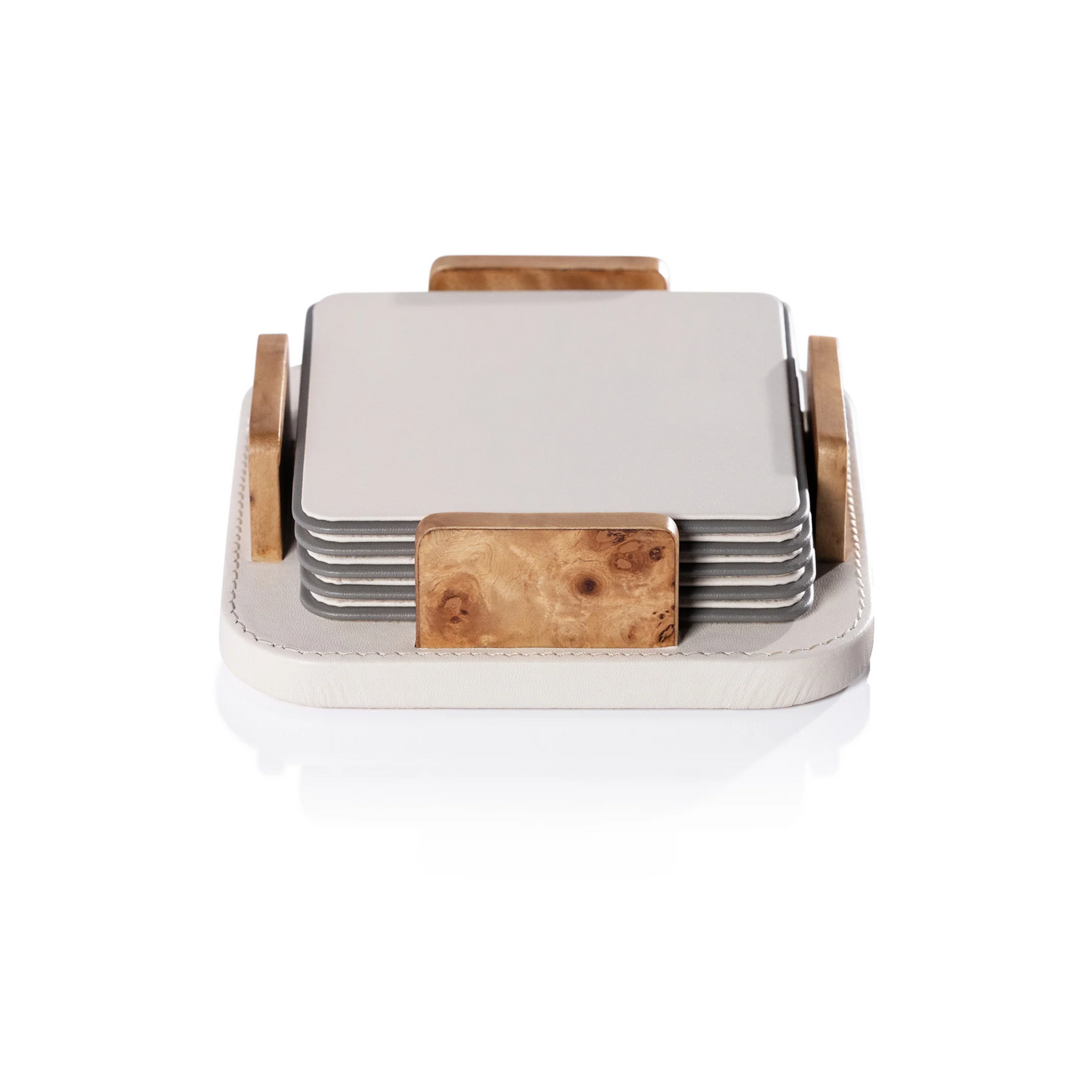 Sotto Leather Coaster Set - Ivory