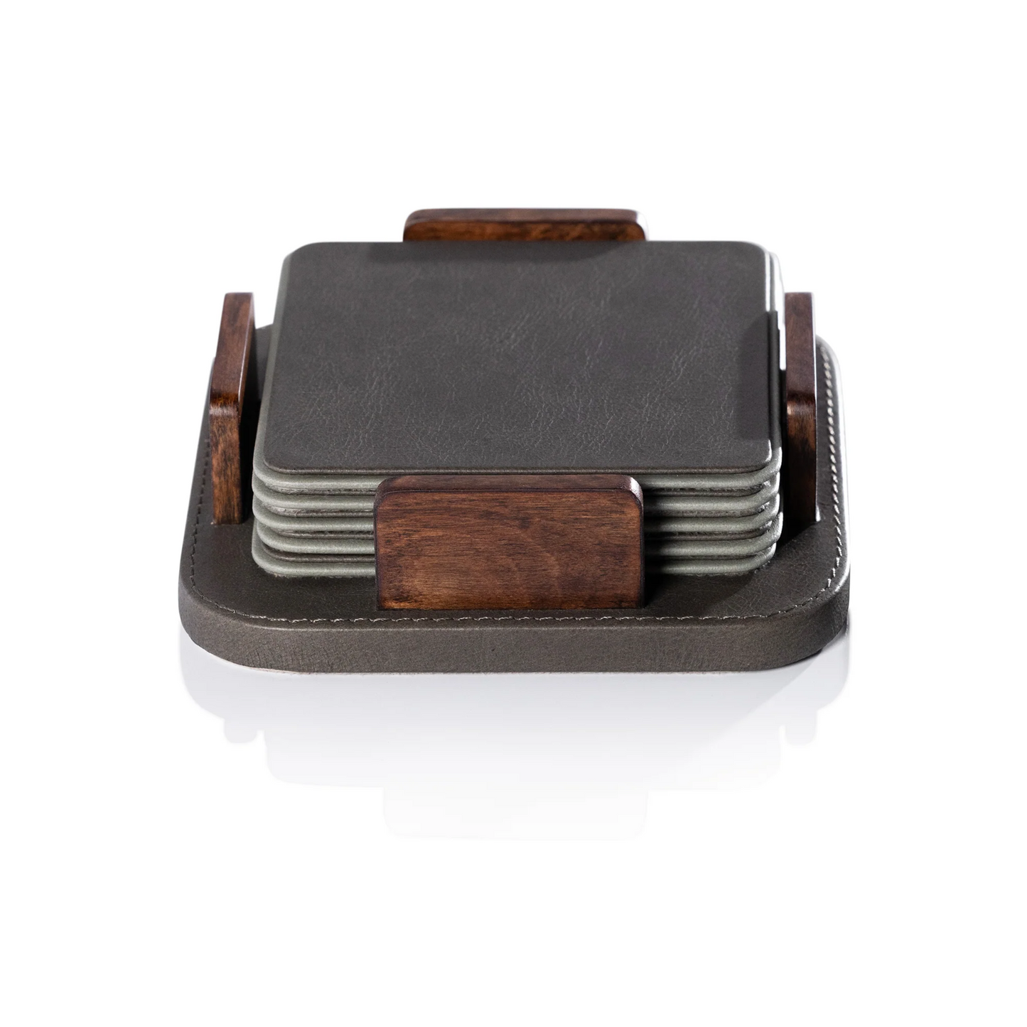 Sotto Leather Coaster Set - Cedar Green